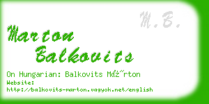 marton balkovits business card